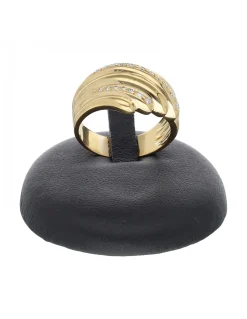Anillo de oro amarillo 18 K con diseño y brillantes