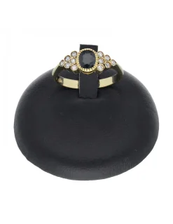 Anillo de oro amarillo 18 Kl con diseño zafiro y brillantes