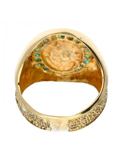 Anillo de oro amarillo 18 kl con esmeraldas