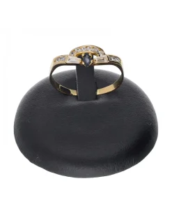 Anillo de oro amarillo 18 K con diseño y circonitas