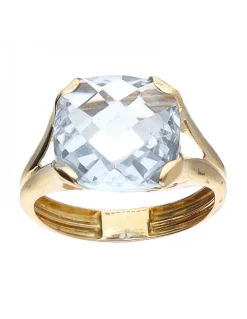 Anillo de oro amarillo 18 K con diseño y piedra sintética