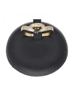 Anillo de oro amarillo 18 K con diseño y circonitas