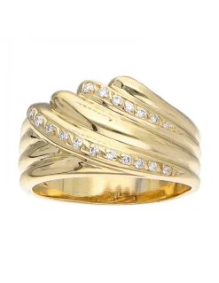 Anillo de oro amarillo 18 K con diseño y brillantes