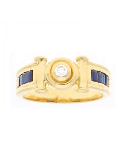 Anillo de Oro amarillo 18 K con diseño y circonitas circundantes