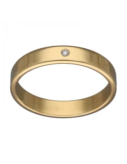 Anillo de Oro amarillo con diseño Alianza y Brillante