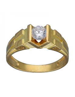 Anillo de Oro amarillo con diseño Solitario y Circonita