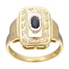Anillo de Oro amarillo con diseño Zafiro y Circonitas
