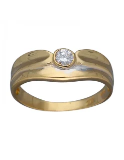 Anillo de Oro amarillo con diseño Solitario y Circonita