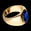 Anillo de oro amarillo con zafiro central