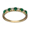 Anillo de Oro amarillo con diseño Aniversario, 5 Esmeraldas y 4 Brillantes