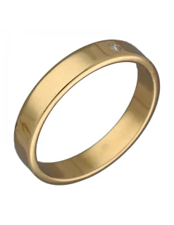 Anillo de Oro amarillo con diseño Alianza y Brillante
