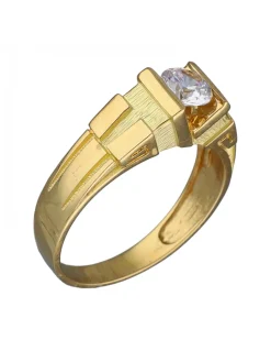 Anillo de Oro amarillo con diseño Solitario y Circonita