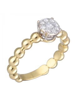 Anillo de Oro amarillo con diseño y Brillantes