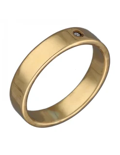 Anillo de Oro amarillo con diseño Alianza y Brillante
