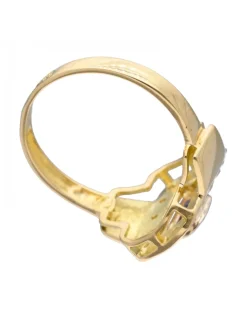 Anillo de Oro amarillo con diseño Zafiro y Circonitas