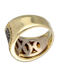Anillo de Oro amarillo con diseño y Circonitas