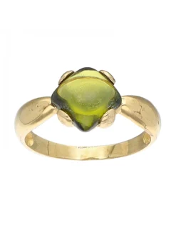 Anillo de oro amarillo con diseño y piedra sintética