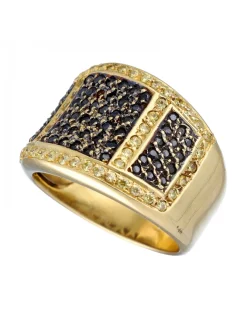 Anillo de Oro amarillo con diseño y Circonitas