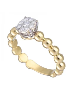 Anillo de Oro amarillo con diseño y Brillantes