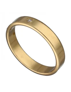 Anillo de Oro amarillo con diseño Alianza y Brillante