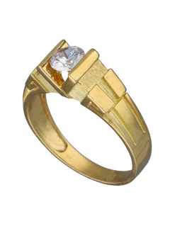 Anillo de Oro amarillo con diseño Solitario y Circonita