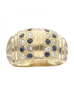 Anillo de oro amarillo con diseño y circonitas