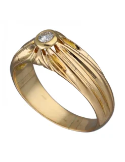 Anillo de Oro amarillo con diseño Solitario y Brillante