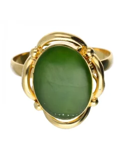 Anillo de Oro amarillo de 18K con diseño y Cuarzo verde