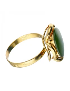 Anillo de Oro amarillo de 18K con diseño y Cuarzo verde