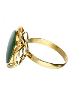 Anillo de Oro amarillo de 18K con diseño y Cuarzo verde