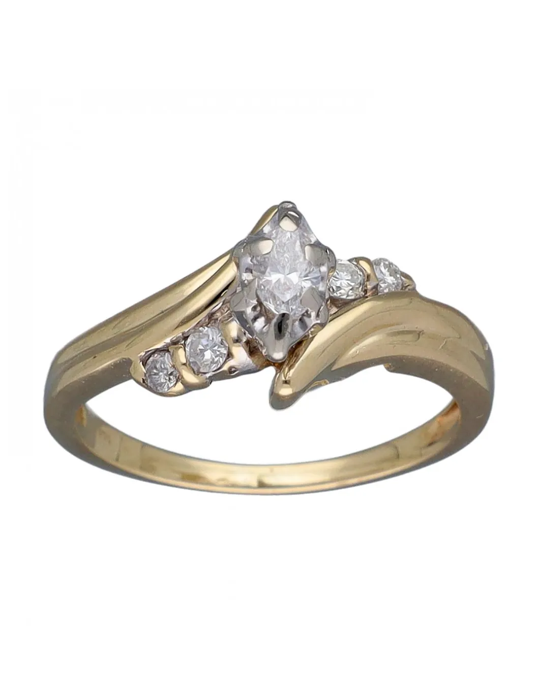 Anillo de Oro amarillo, diseño de compromisos con brillantes