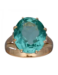 Anillo de Oro amarillo diseño Coctel con Esmeralda central