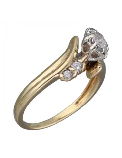 Anillo de Oro amarillo, diseño de compromisos con brillantes