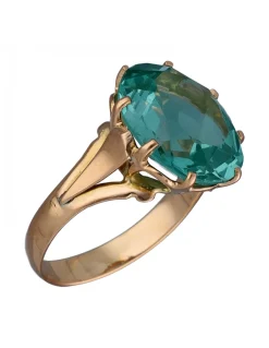 Anillo de Oro amarillo diseño Coctel con Esmeralda central
