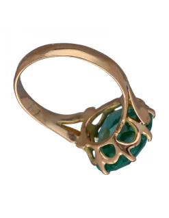 Anillo de Oro amarillo diseño Coctel con Esmeralda central