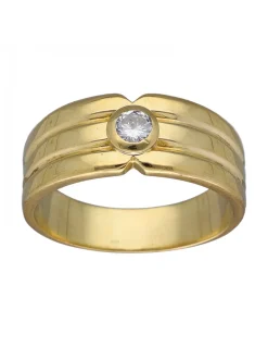 Anillo de Oro amarillo 18K con diseño y Brillante