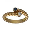 Anillo de oro amarillo 18K con diseño, Brillante y Zafiro