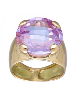 Anillo de Oro amarillo 18K con diseño y Piedra Sintética