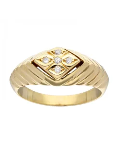 Anillo de Oro amarillo 18K con diseño y Brillantes