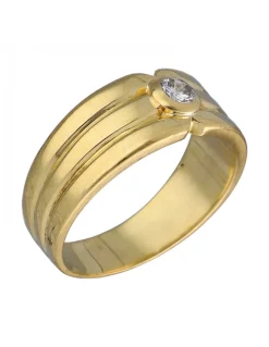 Anillo de Oro amarillo 18K con diseño y Brillante