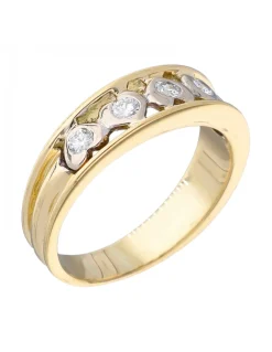 Anillo de Oro amarillo 18K con diseño de corazones y Brillantes