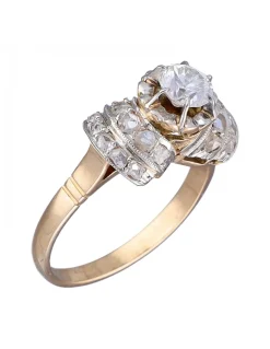 Anillo de Oro amarillo 18K con diseño y Brillantes