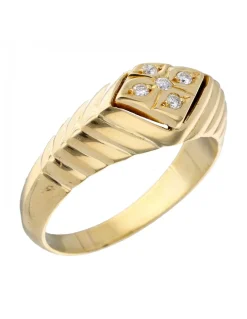 Anillo de Oro amarillo 18K con diseño y Brillantes