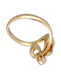Anillo de Oro amarillo 18K con diseño de Flor y Brillantes