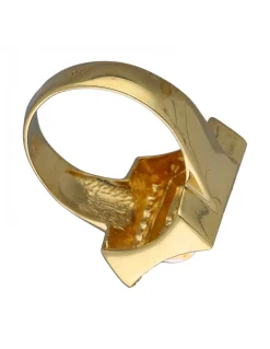 Anillo de Oro amarillo 18K con diseño cuadrado y Circonitas
