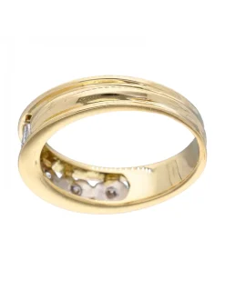 Anillo de Oro amarillo 18K con diseño de corazones y Brillantes