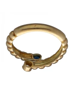 Anillo de oro amarillo 18K con diseño, Brillante y Zafiro