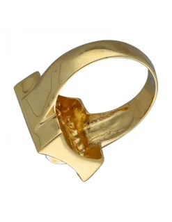 Anillo de Oro amarillo 18K con diseño cuadrado y Circonitas