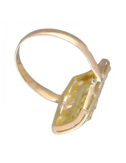 Anillo de Oro amarillo 18K con diseño rectangular y Brillantes