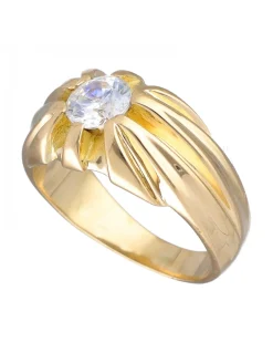 Anillo de Oro amarillo 18K con diseño y Circonita